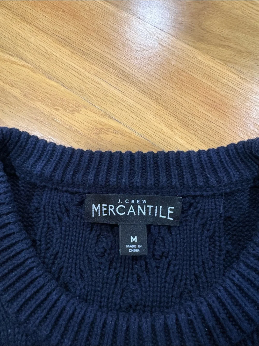 J. Crew Men's Navy Cable Knit Crewneck Sweater